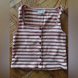 WORN ONCE Madewell (re)sourced ribbed button-front crop tank in braxton stripe
